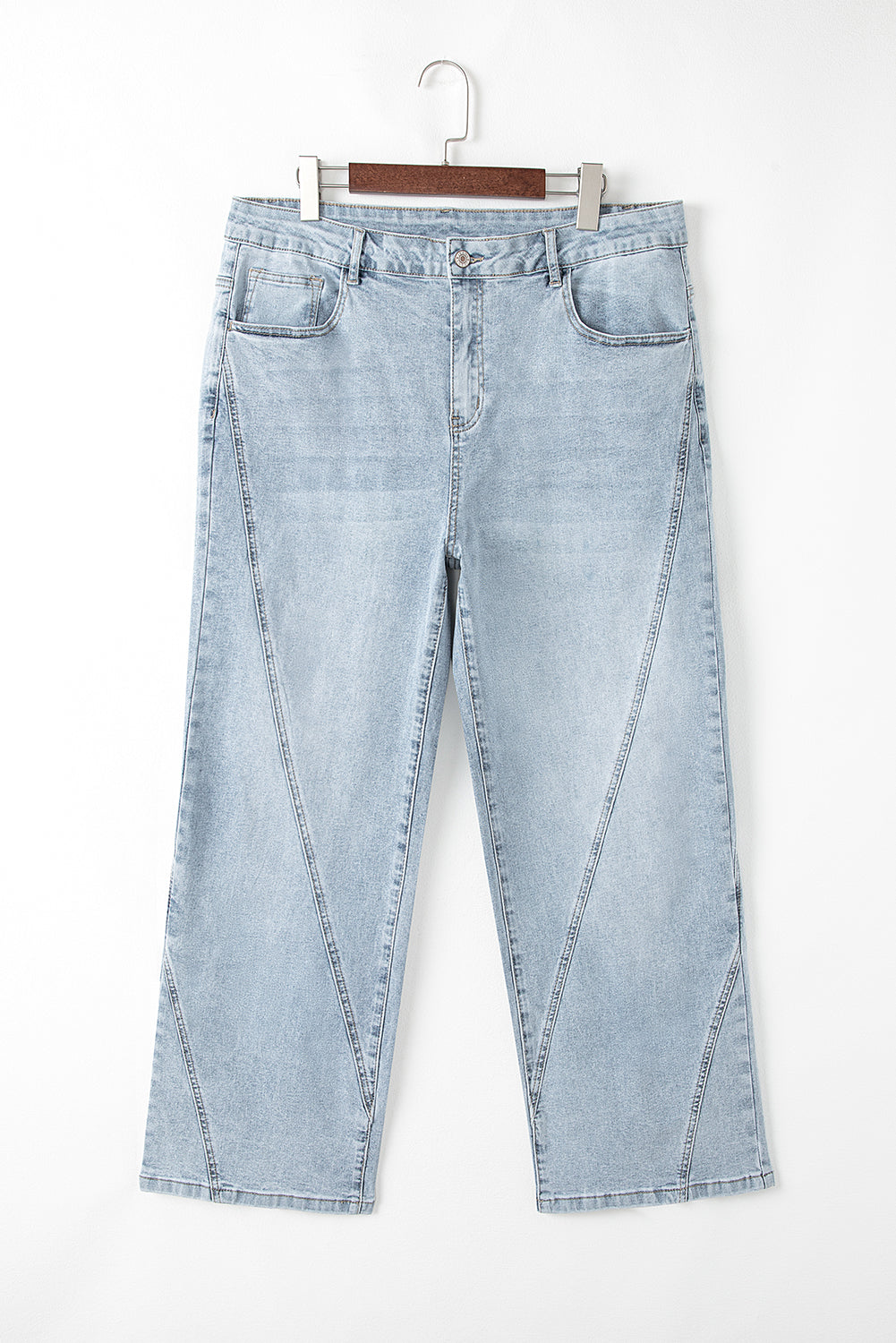 Beau Blue Light Wash Exposed Seam Plus Size Jeans