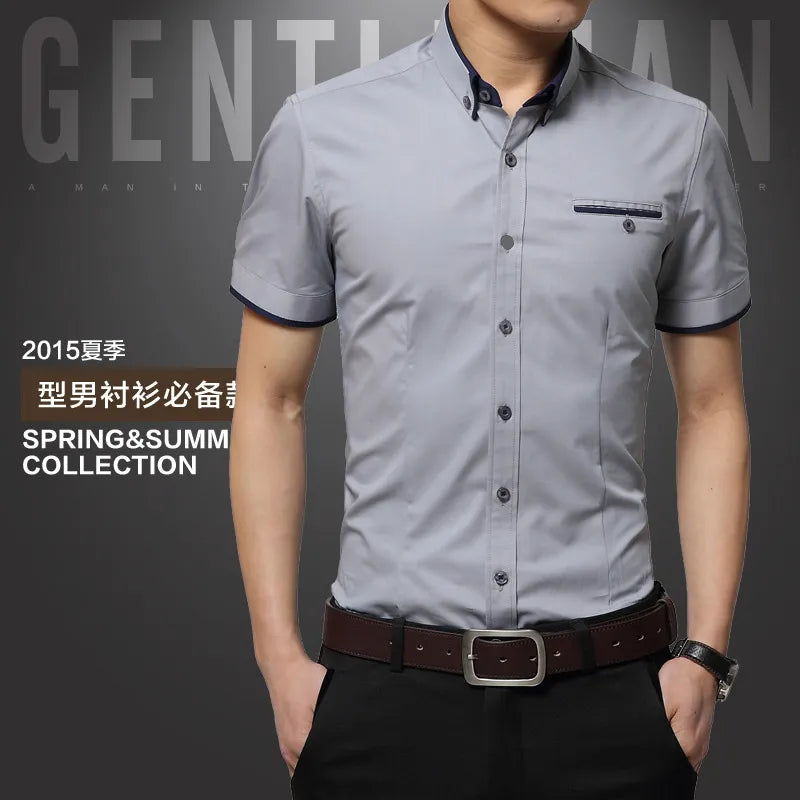 2024 New Arrival Brand Men's Summer Business Shirt Short Sleeves Turn-Down Collar Tuxedo Shirt Shirt Men Shirts Big Size 5XL