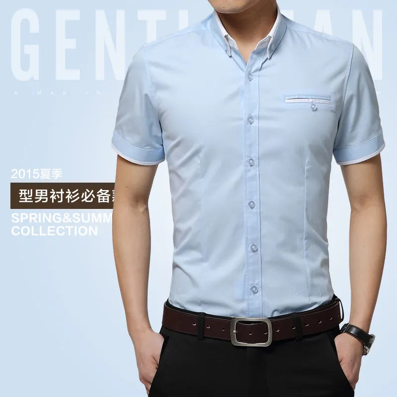 2024 New Arrival Brand Men's Summer Business Shirt Short Sleeves Turn-Down Collar Tuxedo Shirt Shirt Men Shirts Big Size 5XL