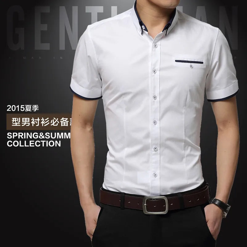 2024 New Arrival Brand Men's Summer Business Shirt Short Sleeves Turn-Down Collar Tuxedo Shirt Shirt Men Shirts Big Size 5XL